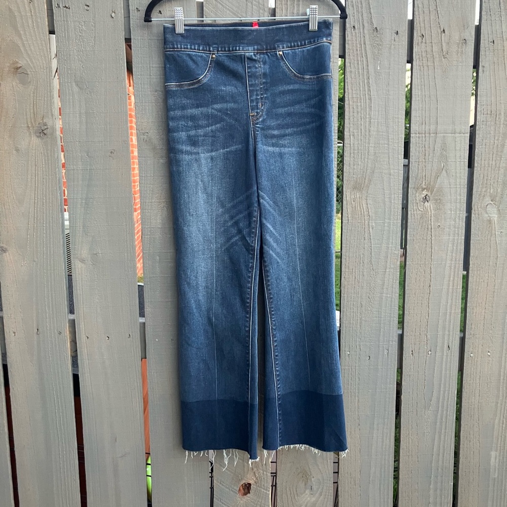SPANX boot cut navy jeans; size small